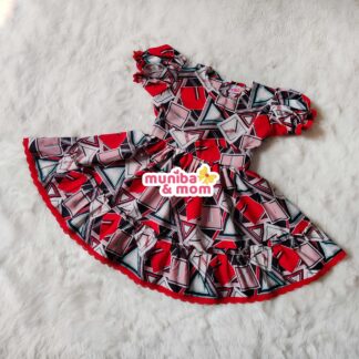 Red black alex georgette frock (LX3T1)