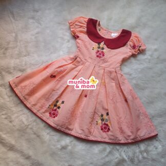 Peach Premium Chicken Cotton Frock (CC28.2)