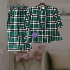 Bottle Green check flannel winter top-set 2-12y (E1T1)