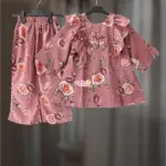 Peach Rose Soft Mimosa Georgette Top-set 2-14y (M5T5)
