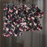 Black Floral Soft Mimosa Georgette Top-set 2-14y (M5T2)