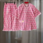 Red floral premium cotton kamiz-set L3M6