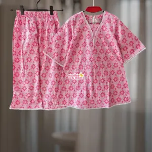 Red floral premium cotton kamiz-set L3M6