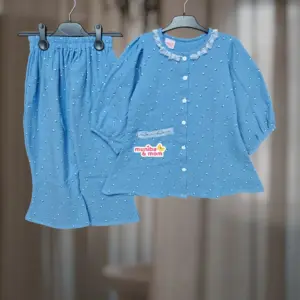 Mint blue muslin cotton top pant set