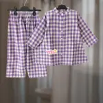 Lavender Check Flannel Top-set FL71T1