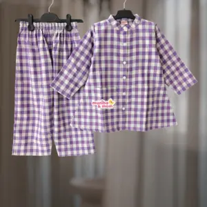 Lavender Check Flannel Top-set FL71T1