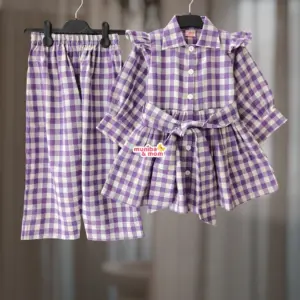 Lavender Check Flannel Coat-Pant FL71T2
