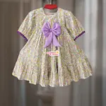 Purple White Premium Cotton Frock CC98T3