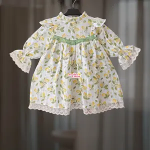 Lemon Muslin Cotton Frock DM9T2