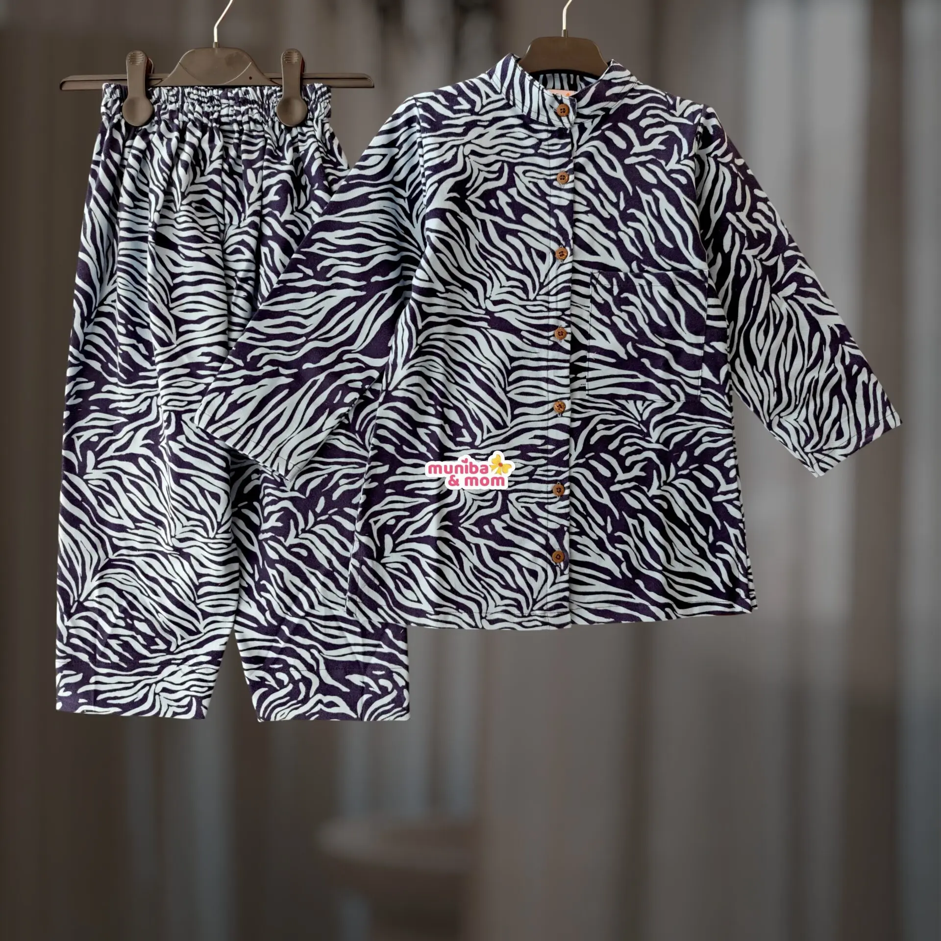 Zebra Stripe Flannel Top-set FL74T1