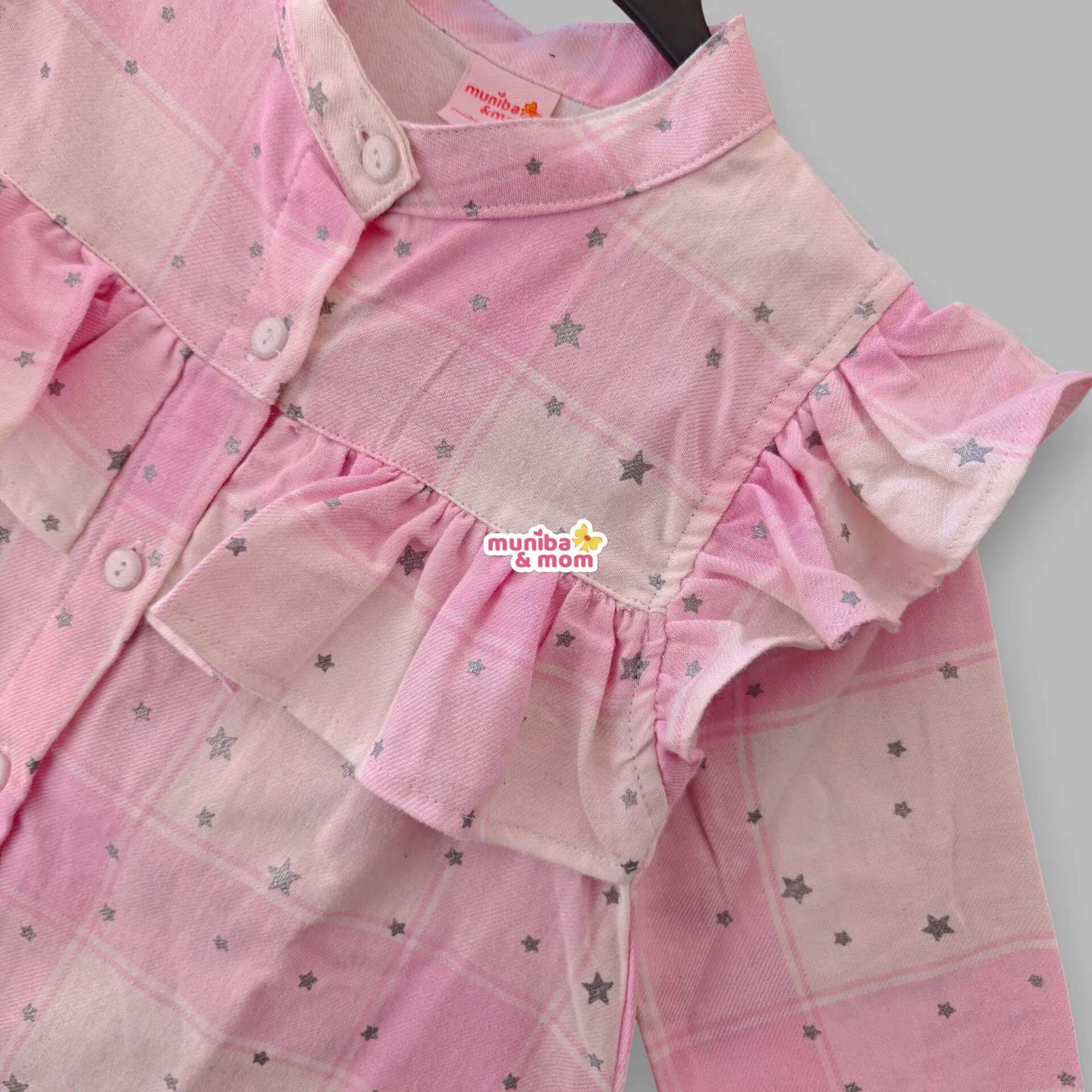 Sea Green Check Cotton Flannel Top-set 2-12y (M8T7) - Image 2