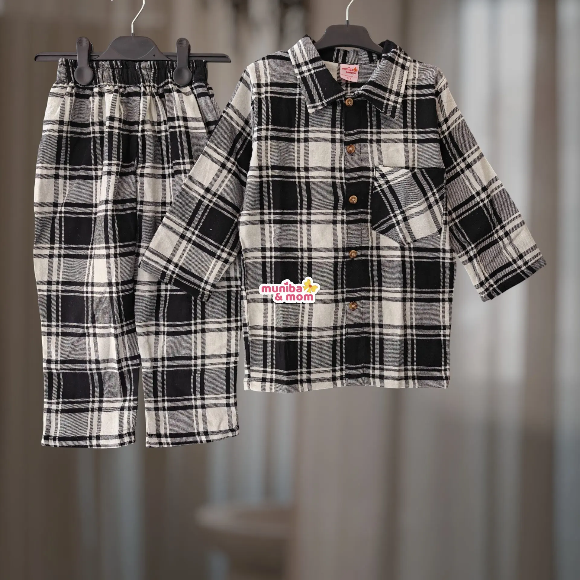 BlackCheck Flannel PJ set 6m-12y (M9T1)