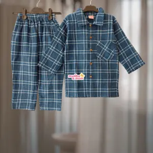 BlueCheck Flannel PJ set 6m-12y (M9T2)