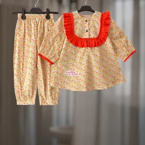 Orange-Yellow Premium Pure Cotton Top-Set CC104T2