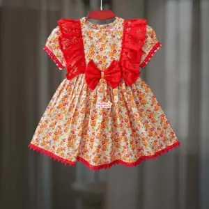 [Pre-order]  Basanti Red Cotton frock CC113T1