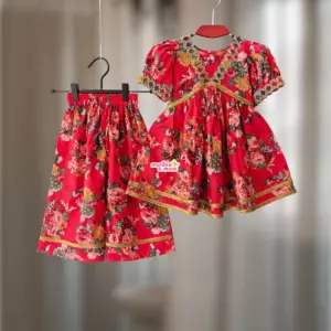 [Pre-order] Ch Red Rose Baby Frock Plazzo-set (CH2T1)