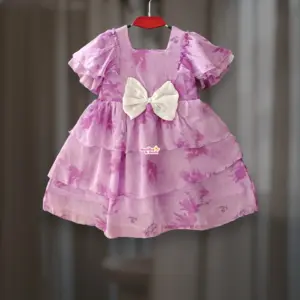 Lavender chiffon party frock M10T2