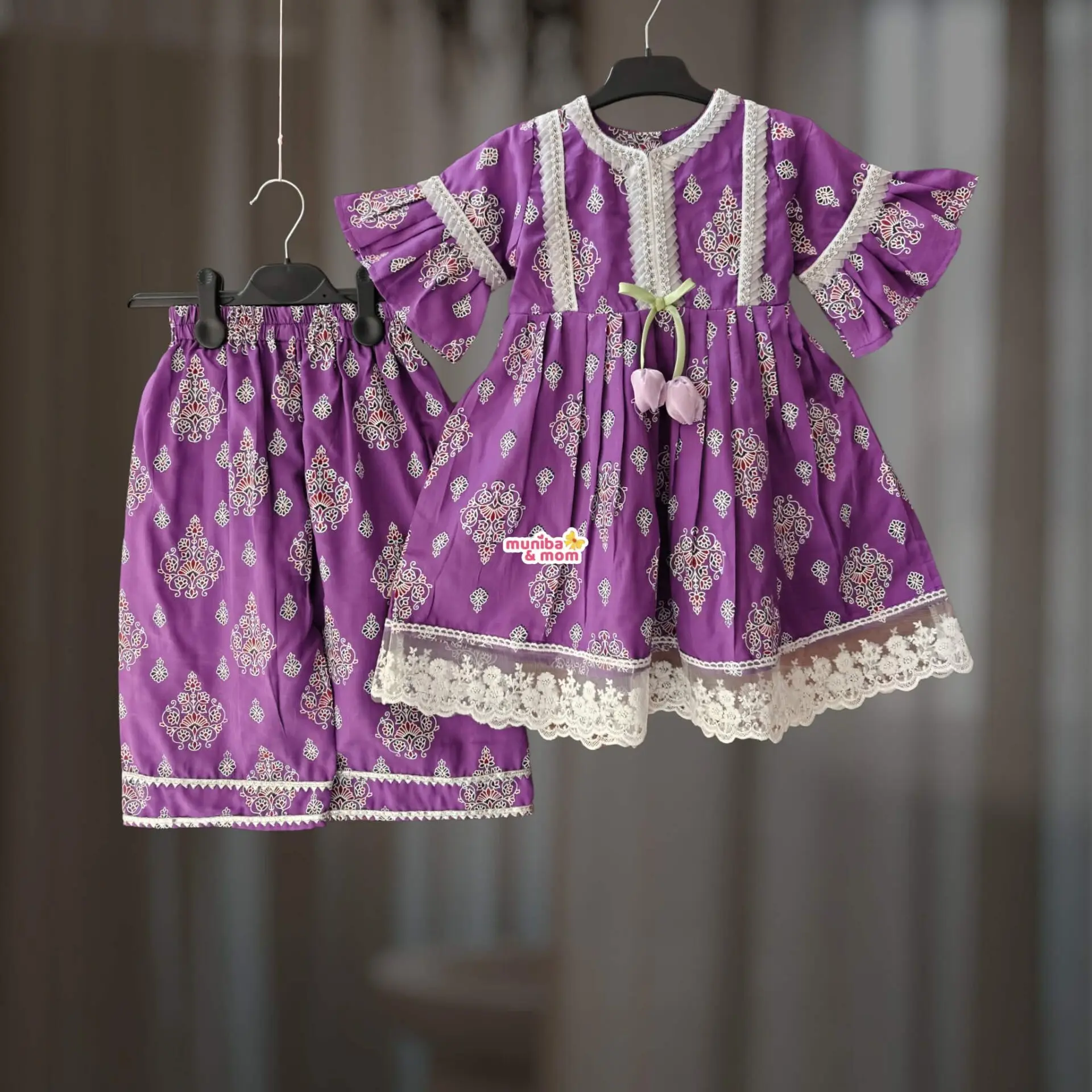 Purple Kurti and Sarara Set Aarong Cotton AC12T1