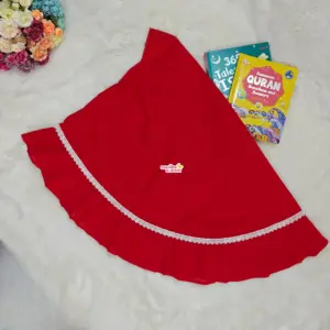 Red Ruffled Hijab Premium  Cotton HJ23T1