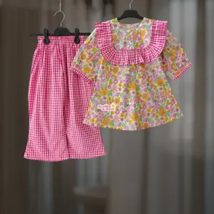 Pink Cosmos Girls Top-pant set CC122T1