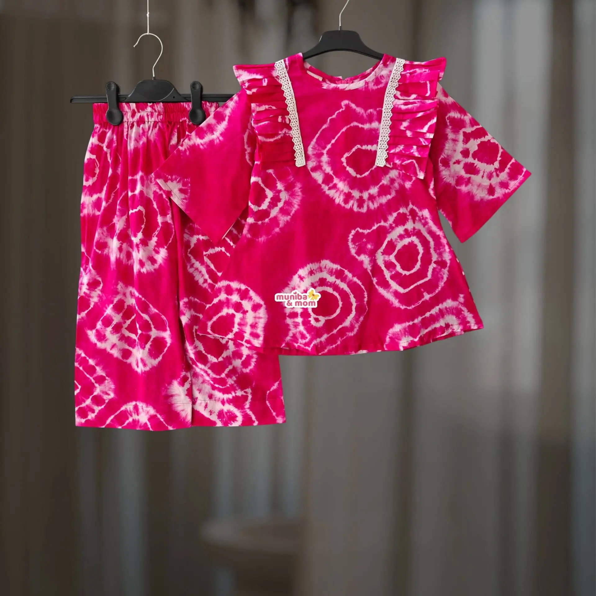 Rani Pink Tie-Dye (Batik) Top-pant set PC198T1