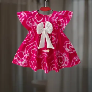Rani pink Tie-Dye Batik Ruffled Frock PC198T2