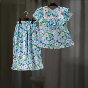 Sky Floral Top-pant set CC123T1