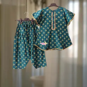 Peacock Green Top-pant set AC13T1