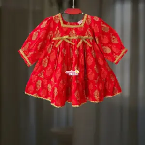 Ac Cotton Red Frock AC12T2