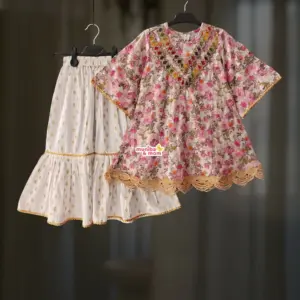 Pink Rose Kurti and Sarara Set  AC16T1