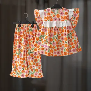 Orange floral Cotton Top-Set M11T1