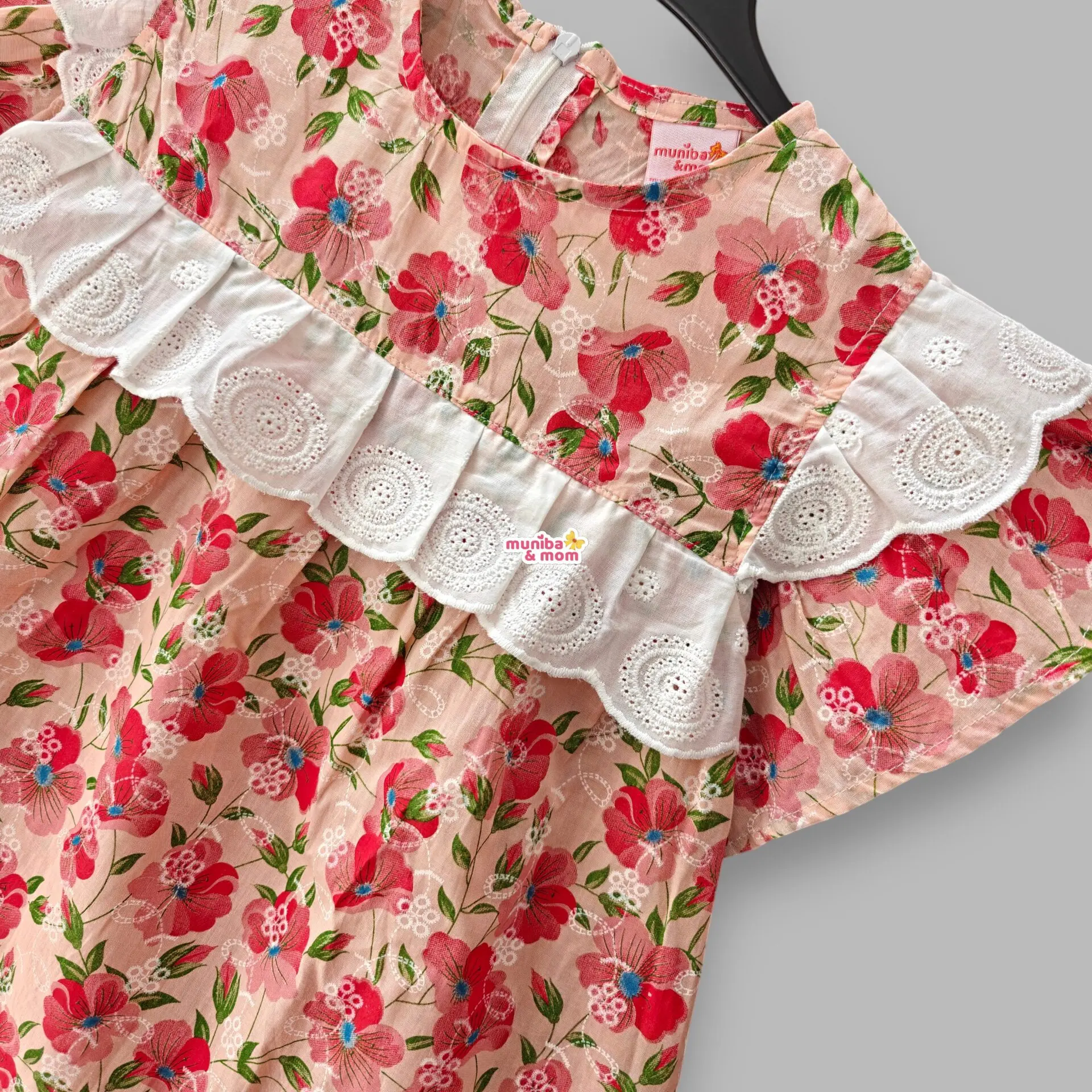 Cream red floral Cotton Top-Set M11T4 - Image 2