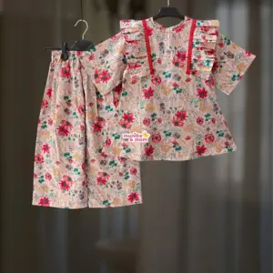 Bexi Cream Red Top-pant set BX26T1
