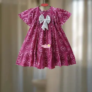 Onion Pink Tie-Dye Batik Ruffled Frock PC210T1