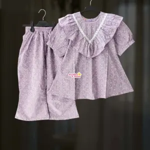 Light Lavender Cotton Top-Pant set PC211T1