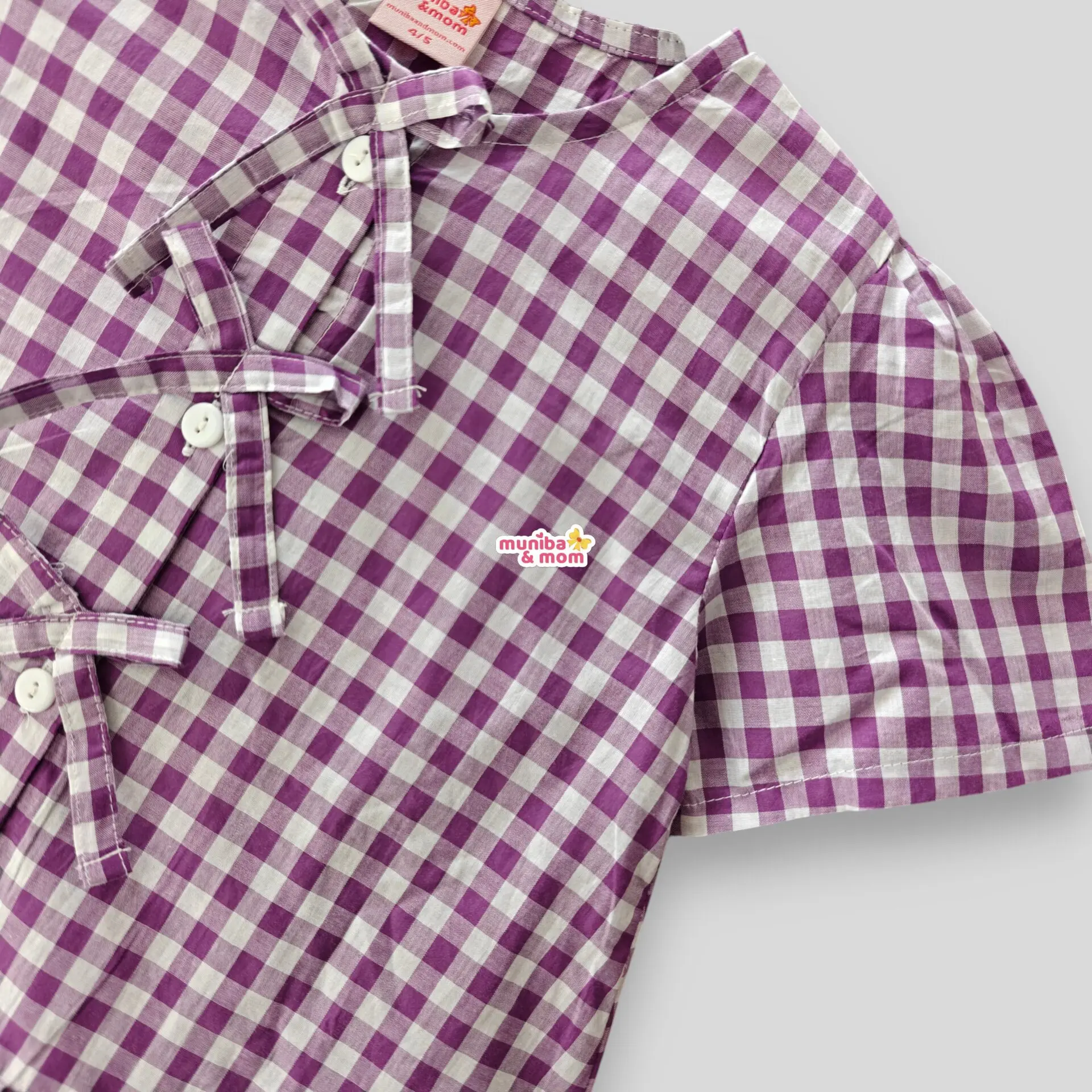 Purple check cotton top-set M13T1 - Image 2