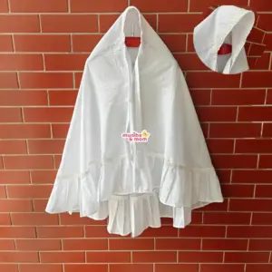 White Ruffled Hijab Fancy Cotton HJ9T1