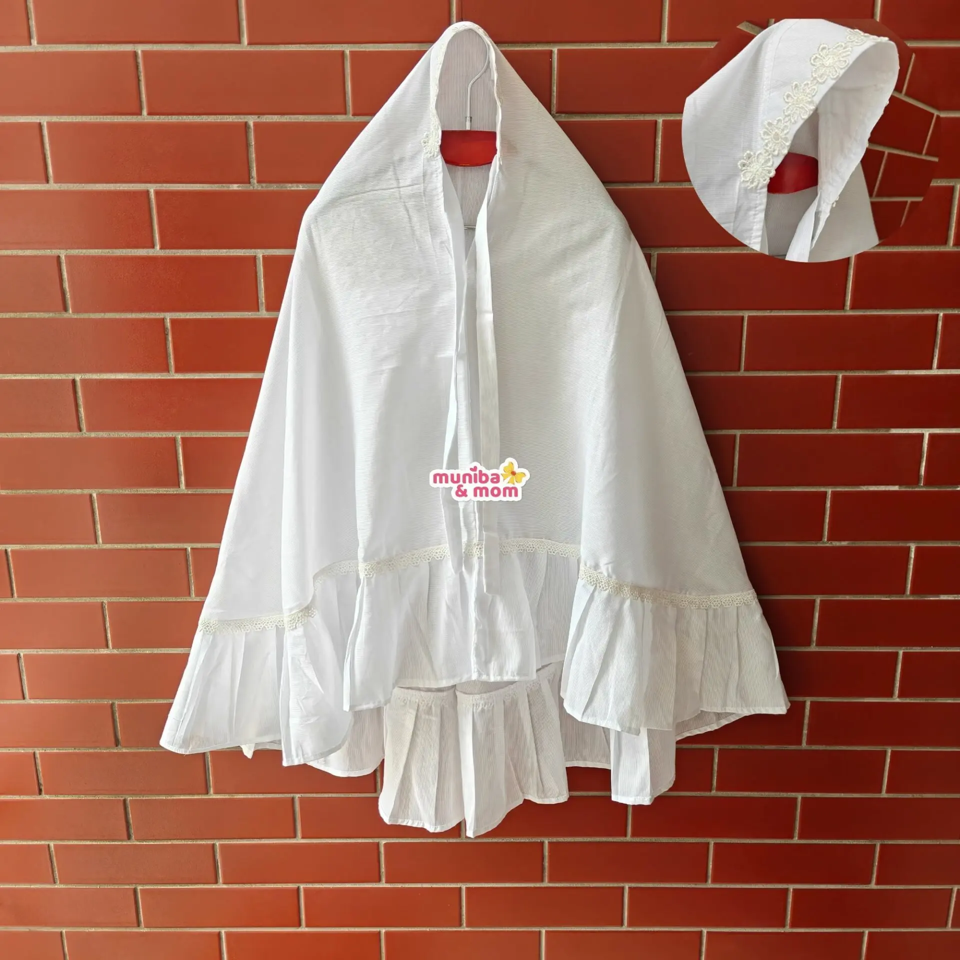 White Ruffled Hijab Fancy Cotton HJ9T1