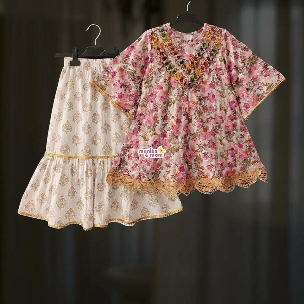 Pink Rose Kurti and Sarara Set AC16T1