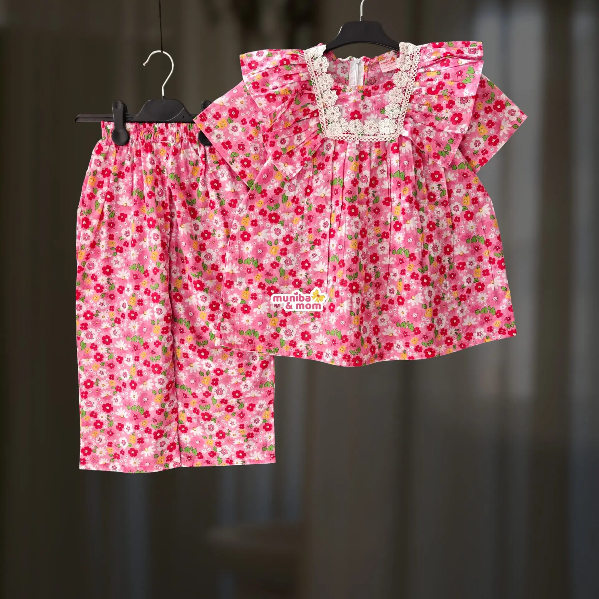 Misti floral cotton top-pant set M15T2