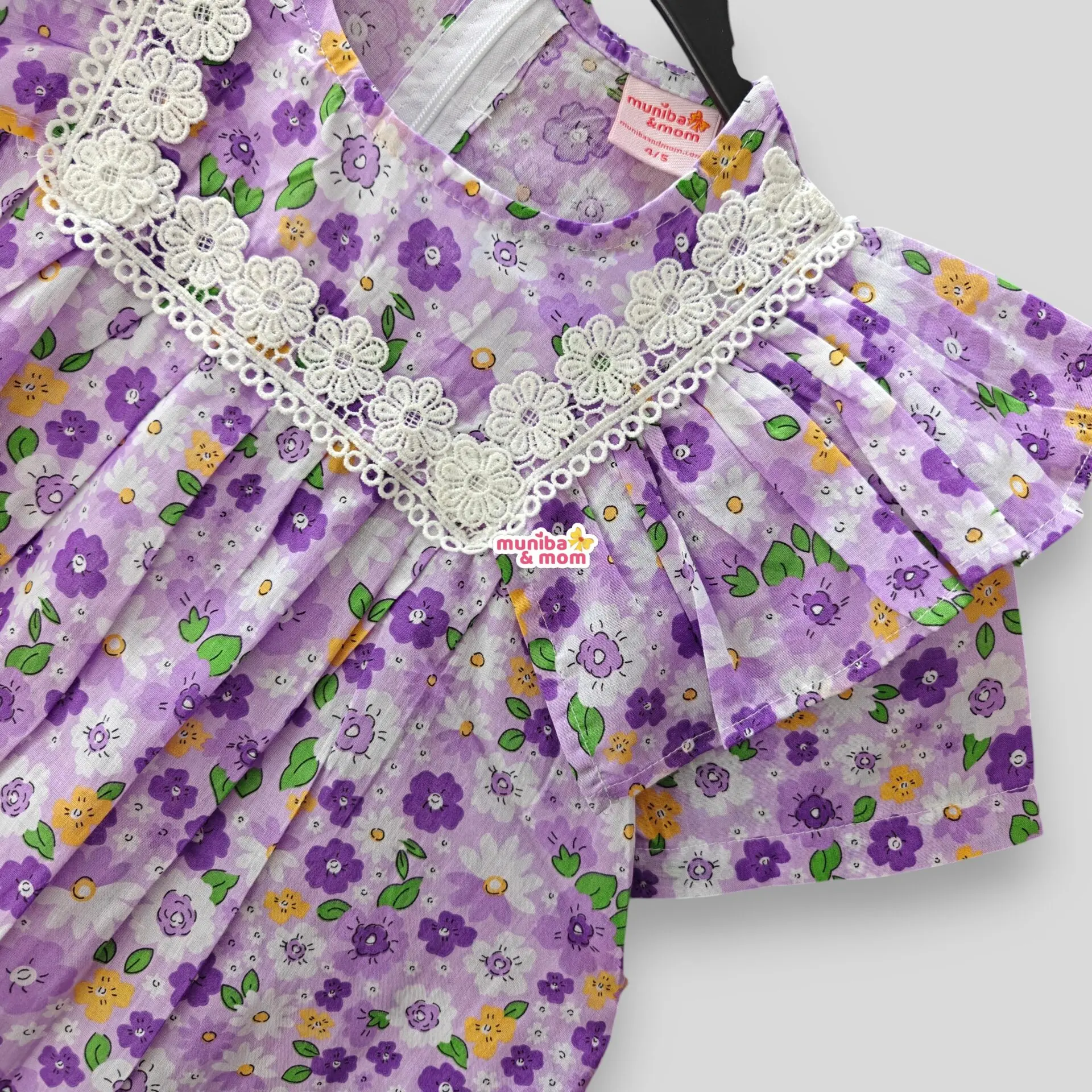 Lavender floral cotton top-pant set M15T3 - Image 2