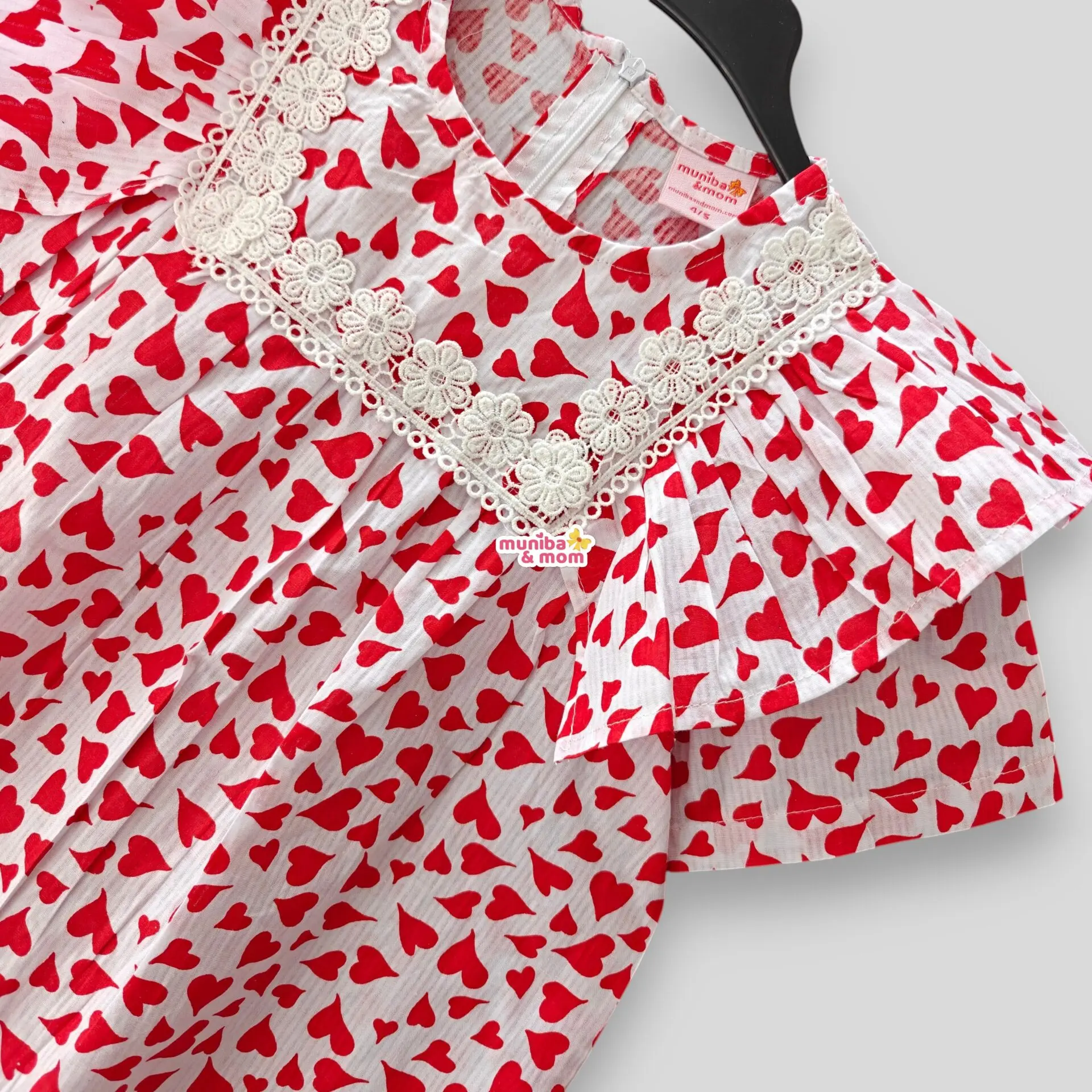 Red heart cotton top-pant set M15T4 - Image 2