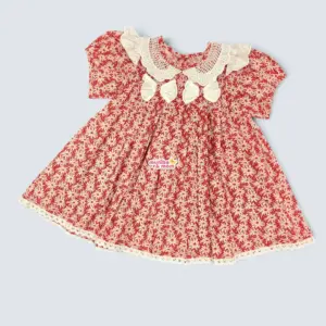 Red floral Premium Cotton Frock PC227T2