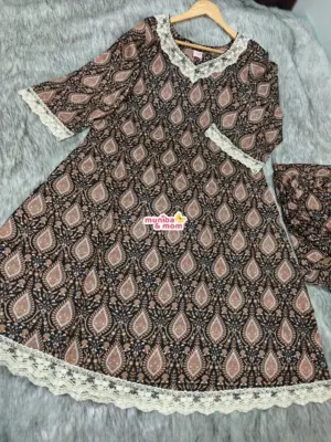 Black Rosegold Cotton Top-pant set PC229T1
