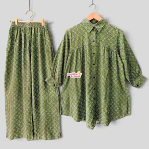 Leaf green linen coord M21T1