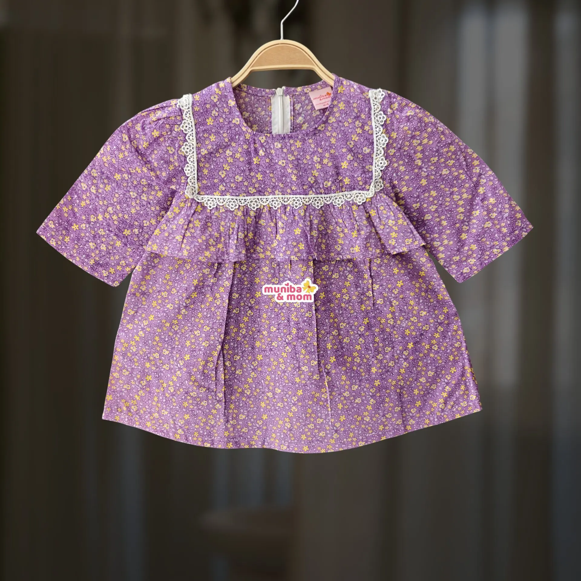 Yellow lavender floral bexi cotton top M18T4