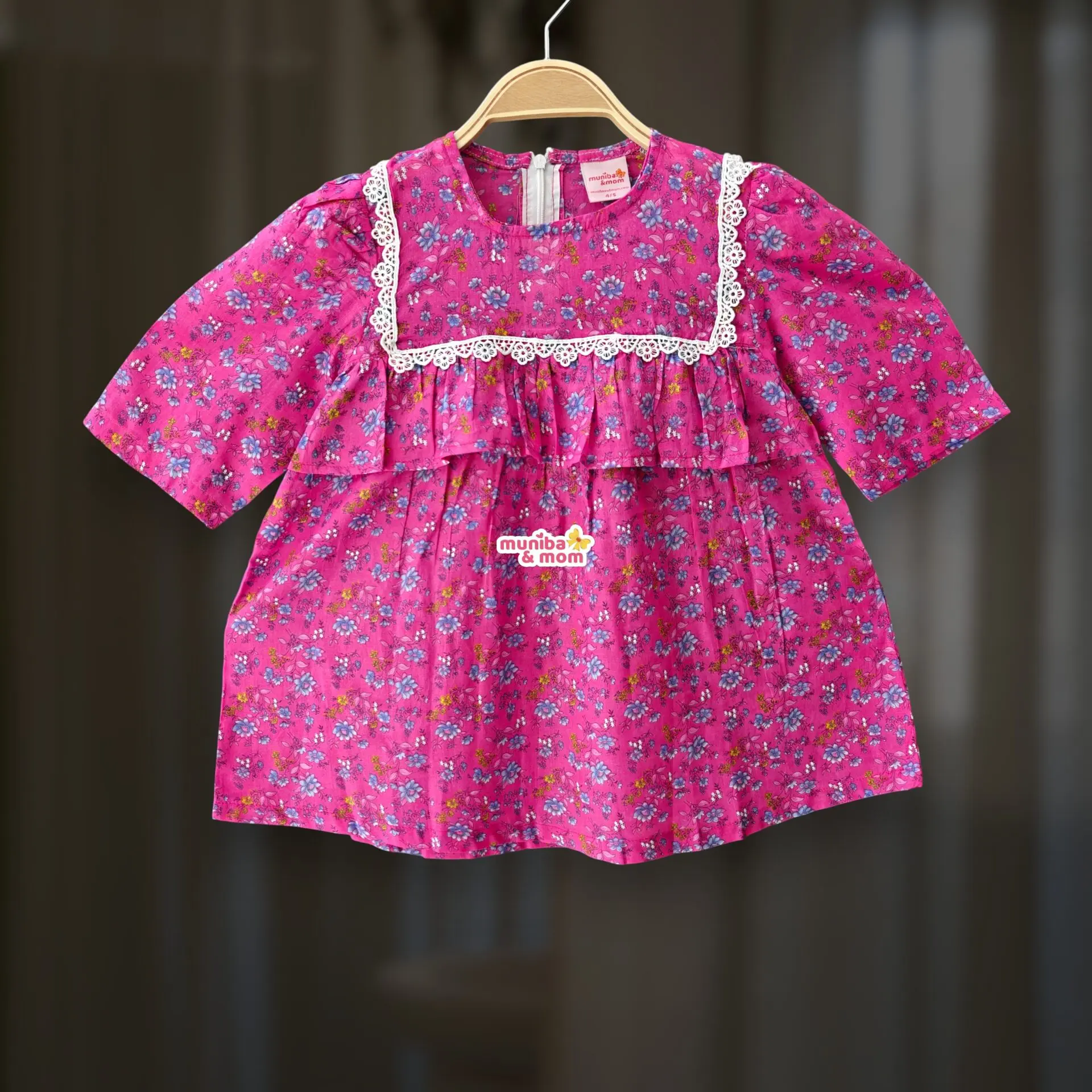 Rani pink floral bexi cotton top M18T6