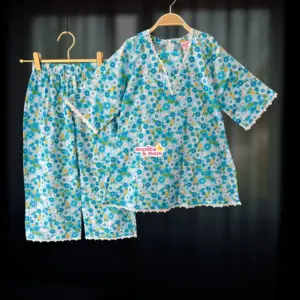Sky blue cotton kamiz-pant set M19T4
