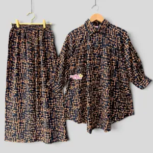 Brown black linen coord M21T4