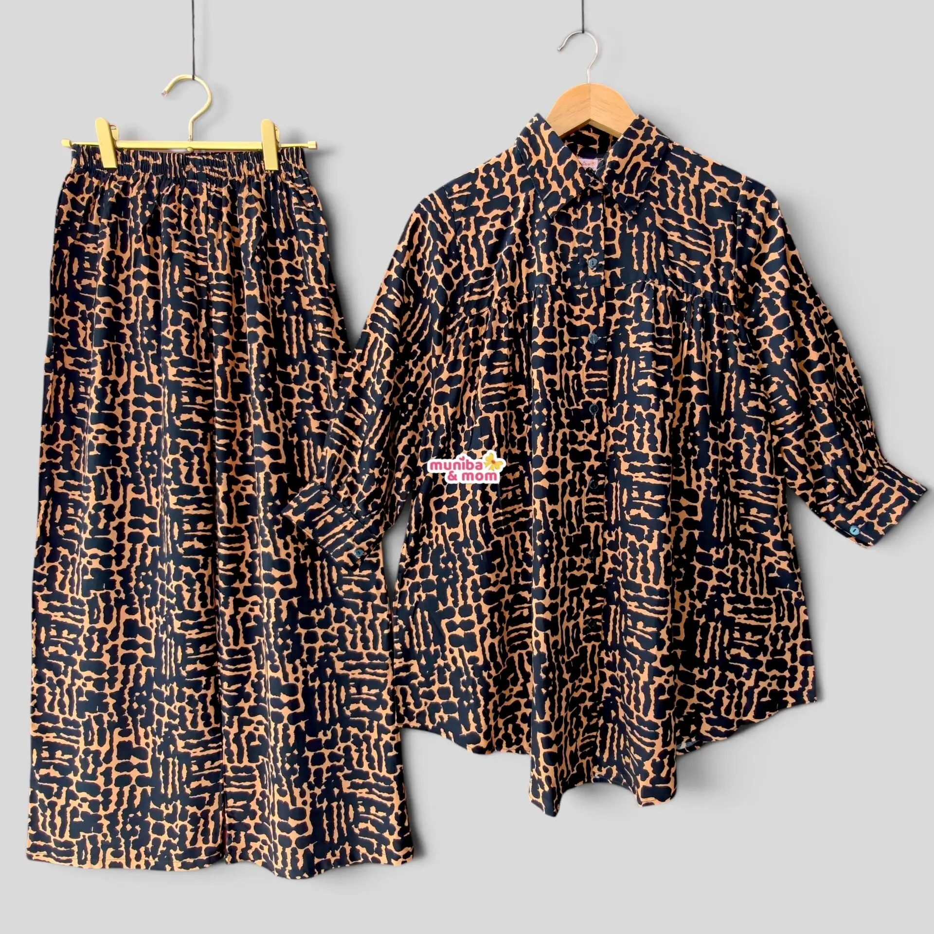Brown black linen coord M21T4